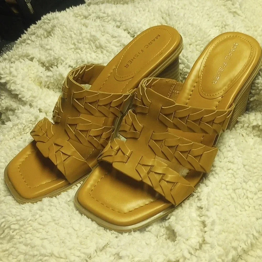 Marc Fisher Tan Woven Sandals